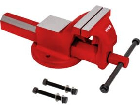 STIER Parallelschraubstock, Spannweite 200mm, Größe 150 mm, Schraubstock mit breiter Ambossfläche, hohe Spannkraft, inkl. Befestigungsmaterial & Rohrspannbacken