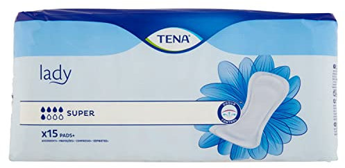 TENA Lady Super, 15 pezzi, per Donna, Assorbenti per Perdite Urinarie Femminili, Confortevoli