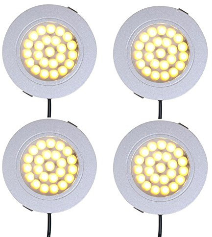 ProPlus 4er Set Wohnwagen Spot Einbauspot 24 LED-Deckenleuchte 12v, 220lm, Ø65x11mm