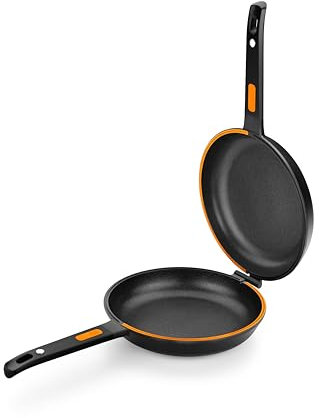 BRA Efficient Duo Sartén Doble para Tortilla de Patatas, 24 cm de Diámetro, Aluminio Fundido, Triple Capa Antiadherente, 100% sin PFOA, Para todo Tipo de Cocinas