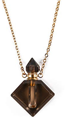 YGLINE Women Long Necklace Natural Crystal Gemstone Aroma Essential Oil Diffuser Perfume Bottle Necklace Pendant for Women Irregular Jewelry