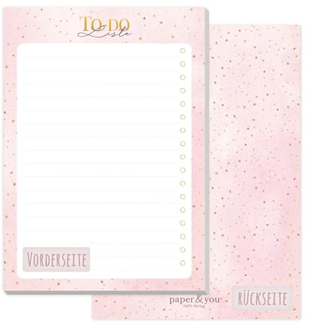 paper&you® A6 To-do Listen Block Golden Dots mit 50 Blatt zum Abreißen - Notizblock, Tagesplaner, Organizer - nachhaltig & klimafreundlich