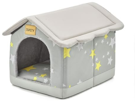 Jiupety Cómoda Cama para Mascotas, casa para Mascotas para Interiores y Exteriores, tamaño 2XL para Perros Grandes, Cama cálida para Gatos y Perros, Gris