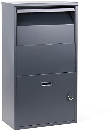 Buzón para paquetes gris 41x22x75cm buzón de paquetería de pie para entregas seguras