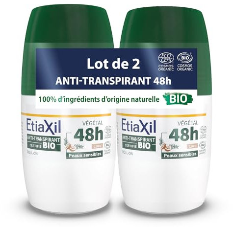 Etiaxil bio déodorant anti-transpirant végétal 48h coco lot de 2x50ml