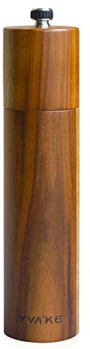 Yvake Wooden Salt and Pepper Grinder,8 Inch Manual Salt and Pepper Mill, Adjustable Coarseness and Refillable,Acacia Wood Pepper shakers for your kitchen