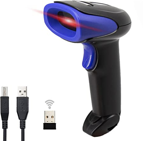 LENVII Wireless Barcode Scanner 2D 1D QR Wireless 2.4GHz + Wired USB 2.0 Handheld Bar Code Reader QR Code Scanner with Instructions in German, Applicable to PC Computer MAC Laptop