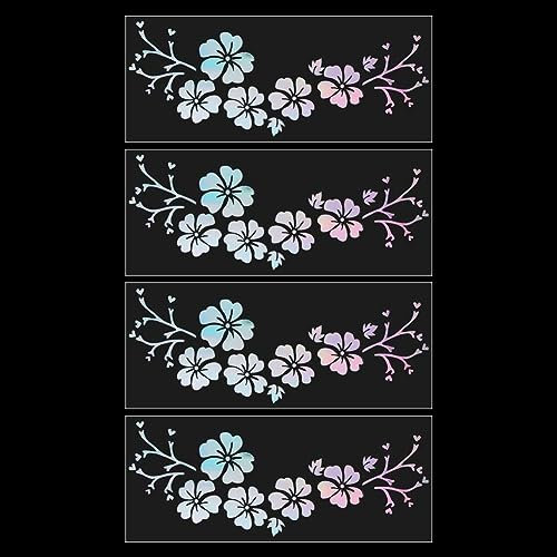 GORGECRAFT 4 Feuilles Hibiscus Fleur Autocollant de Voiture Hawaïen Autocollants et Décalcomanies Coloré Autocollants Réfléchissants Imperméable Vinyle Automobile Décoration Extérieure pour Suv Camion