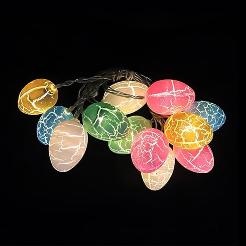 Niumowa uova appese di Pasqua, Luci pasquali pastello, 2 m, 10 luci a LED a forma di uovo, alimentate a batteria, per Pasqua, feste, camino, caminetto, ingresso, albero, decorazioni per la casa