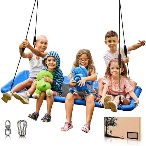 Verahaus 60-Inch Heavy-Duty Rectangle Platform Swing for Backyards - 700lb Capacity Waterproof Outdoor, Kids & Adults Tree Swing, 900D Oxford Polyester, Alloy Steel Frame (Blue)
