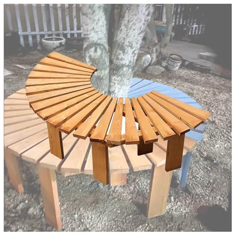 Halvcirkelformad Trädbänk, Omslutande Sittplats, Vacker Dekoration For Bakgårdar, Trädgård, Pool, Park, Innergård, Uteplatser(Color 1)