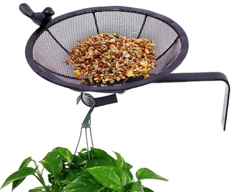 HunicandIU Distributeur De Nourriture pour Oiseaux Extérieur - Station Nourrissage Oiseaux Sauvages,Mangeoire Animaux Antidérapant Résistant Maille Métal - pour Balcon Jardin Clôture Patio Terrasse
