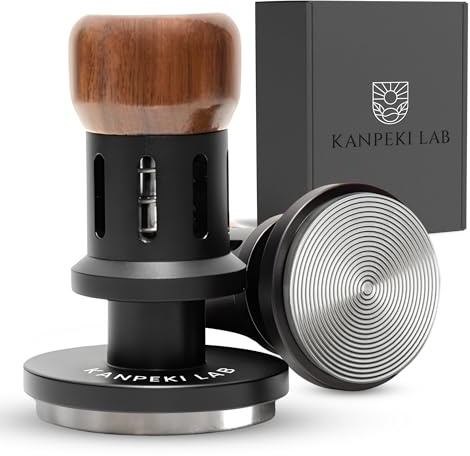 54mm Espresso Tamper for Breville/Sage Spring Loaded Self Leveling Coffee Tamper with Audible Click, 53.3mm Stainless Steel Base & Walnut Handle