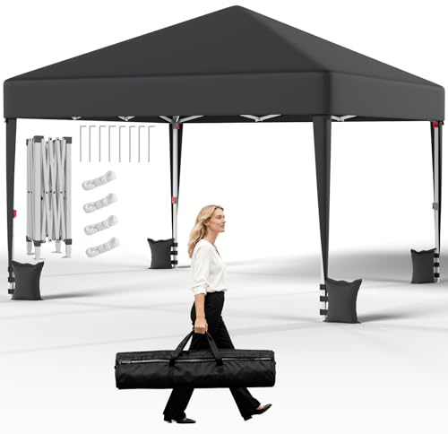 JUMMICO 3x3m Pop Up Gazebo, Heavy Duty Waterproof Tent, UV50+ Sun Shelter, 3-Way Adjustable Height, Folding Pavilion with Carry Bag for Garden, Party, Camping - Grey