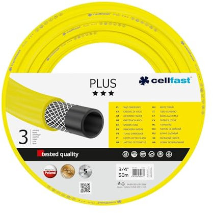 CELLFAST Gartenschlauch Schlauch 3 4 Zoll 3 Lagiger Wasserschlauch Für Garten Dauerhafter Garnverstärkung Flexibler Bewässerungsschlauch UV Beständig Anti Algen 25 Bar 50 Meter Plus