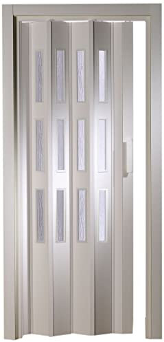 Kunststoff - Falttür mit 3 Fenster Luciana weiß 88,5x202 cm
