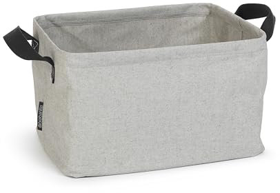 Brabantia - Foldable Laundry Basket - Multi-functional Storage - Folds Flat - Water Resistant Coating - Soft Lifting Handles - Large Volume - Grey - 35L