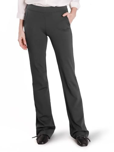 SAFORT Business Stretch Bootcut Yoga Hose für Damen Tall/Lang mit 71cm/76cm/81cm/86cm Schrittlänge, 2 Taschen - Grau - L