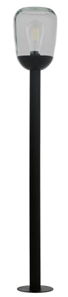 Eglo Donatori Lampada a Stelo da Esterno Vintage, Retrò, in Alluminio Nero e Vetro Trasparente, Lampada da Esterno con Attacco E27. IP44