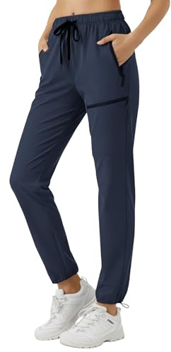 StaySlim promenadbyxor för dam utomhus vandringsbyxor lätta cargobyxor med dragkedja fickor snabbtorkande damer överbyxor UPF 50 UV-skydd, #H Blå, S
