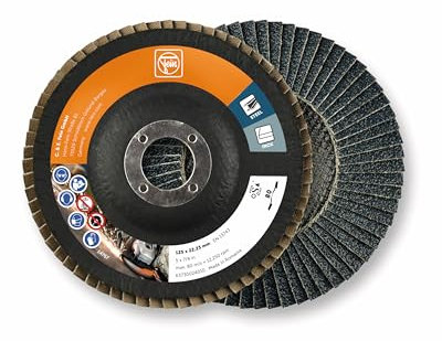 FEIN Fächerschleifscheiben 125 mm, Korn 80 I 10 x Schleifscheiben für Winkelschleifer I Zum Schleifen von Stahl und Edelstahl I Ideal zur Kantenbearbeitung