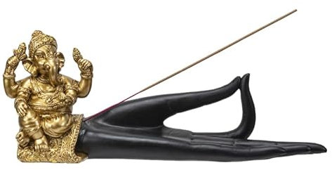 Porta incenso a mano di Buddha con figura Ganesha dorata