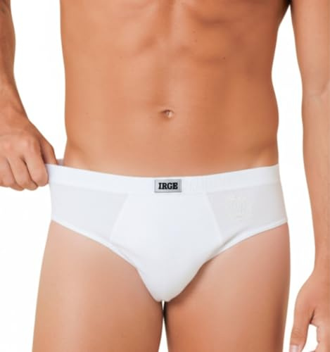 Intimitaly Irge - Slip Uomo Cotone 100% (Pacco da 6) Set di Mutande da Uomo Cotone Bianche e Colorate Intimo Underwear IR016 (Bianchi, XL)