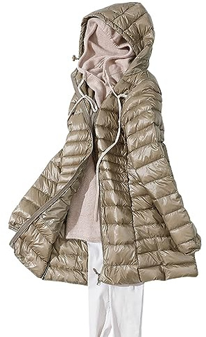ORANDESIGNE Piumino Leggero Donna con Cappuccio Puffer Jacket Leggeri Giacca Cappotto Lungo Giubbino Down Jacket Piumino Leggero Caldo Giacche Trapuntato Slim Piumini Invernale