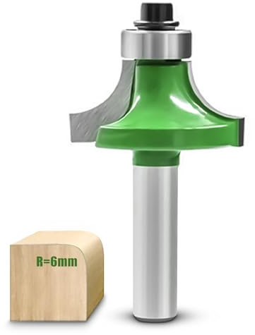 NICAVKIT Fraise à Arrondir Tige 8 mm avec Rayon 6 mm, en Métal Dur pour Défonceuse avec Roulement à Billes pour le Travail du Bois