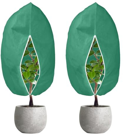 100 x 120 cm Winterschutz für Pflanzen, Draußen Pflanzenschutz Winter Frostschutz Für Kübelpflanzen, mit Reißverschluss Zugband Für Palmen, Olivenbaum, Wiederverwendbar Wintervlies 2 Stück,70g/m²