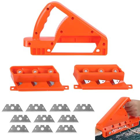 Rabot Placo, Coupe-Bordure pour Plaques de Plâtre,Découpe Coupe Placo,Outil de Raboteuse pour Plaques de Plâtre,Araseur de Chant à 45° et 60°, Rabot à Bois Chanfreiner avec 10 Lames de Rechange