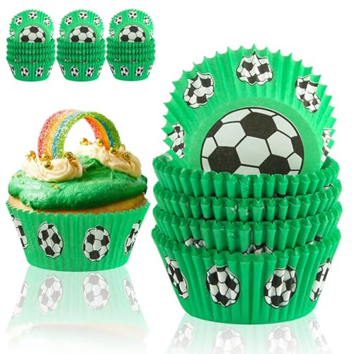 300 Pièces Caissette Muffins Papier de Football, dellyy Caissettes Cupcake, Cupcake, Papier Muffin Cuisson, Caissette Cupcake, pour La Cuisson, Les Desserts, Les Fêtes