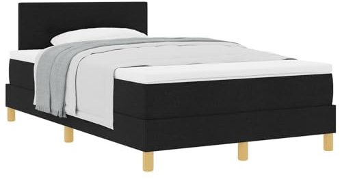 vidaXL Boxspring Säng med Madrass Svart 120x200 cm Tyg