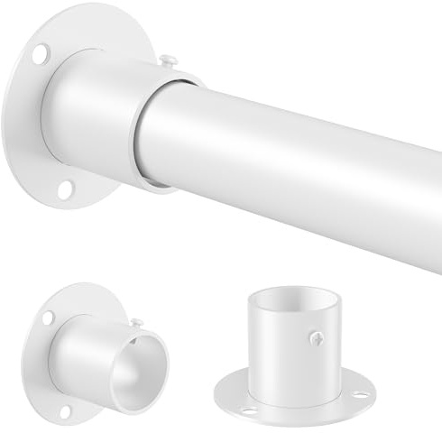 Venwemong tringle à vêtements garde-robe barre à clipser avec fixation par trous et vis pour montage sur armoire, Blanc, 25 mm