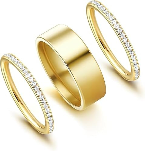 MeeQee 3 guldringar för kvinnor 18K förgyllda set dekorativa stapelbara knuckle ring tumringar minimalistisk fingerring