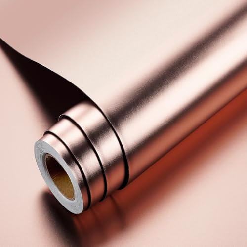 YENHOME Pellicole Adesive per Mobili Rosa Oro Effetto Metallico Cucina 40x300cm Carta Adesiva per Mobili Alluminio Spazzolato Oro Rosa Armadio Frigorifero Lavastoviglie Carta da Parati Autoadesiva