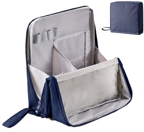 Trousse de maquillage debout | Trousse de rangement pour crayons et maquillage | Trousse de maquillage portable étanche pour femmes et filles, bleu marine, Refer to description, Unisexe