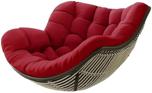 Coussin de chaise à bascule imperméable - Pour le salon - Confortable - Pour l'extérieur et l'intérieur - Coussin pour fauteuil papasan - Double - Pour jardin, terrasse (bordeaux)