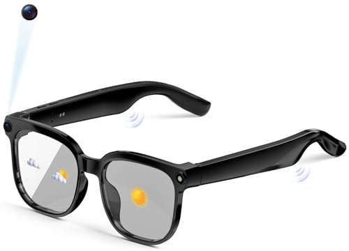 AI Smart Glasses with Camera and Audio, 8MP HD Camera Glasses for Men Women with Voice Assistant, 1080P Recording Sunglasses with Real-Time Translation, Open-Ear Audio for Vlogging, Travel, Business