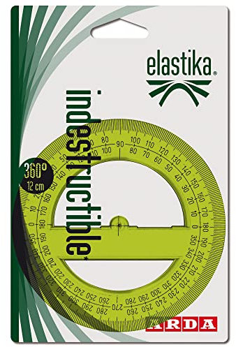 Arda Elastika - Transportador de ángulos de 360° x 12 cm, color verde