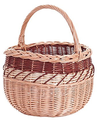 e-wicker24 Panier Ronde en Osier Naturel Avec Anse, Panier de Courses, Corbeille, Cabas