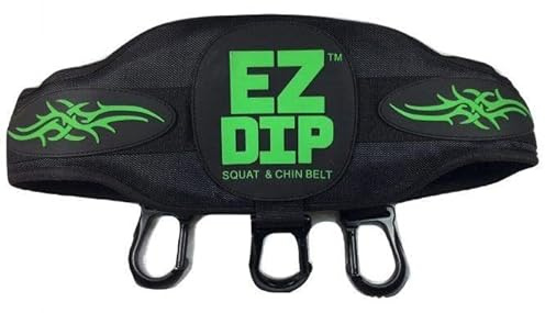 EZ DIP Weighted Dip Belt with Dumbbell Hook - Snap on, pull tight, hook dumbbell - Plush Comfort Belt Squat Belt - Belt Squat Attachment - Pull Up Weight Belt