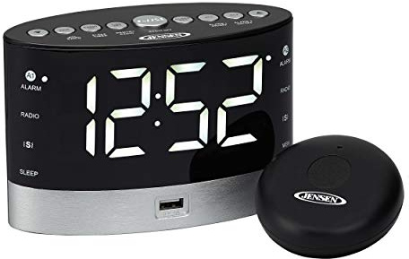 Jensen JCR-255 JCR-255 .6-Watt AM/FM Dual-Alarm Digital Clock Radio with Under-Pillow Vibrator