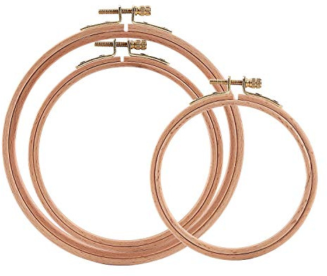 Sherbo - Set di 3 cerchi in legno di faggio, per ricamo fai da te, per ricamo fai da te, kit di cucito e arte