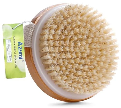 Azymi Dry Body Brush, Exfoliating Brush Lymphatic Drainage Massager for Women Men Body Scrub & Cellulite Removal, Skin Brush Round Size 10.5 (CM)