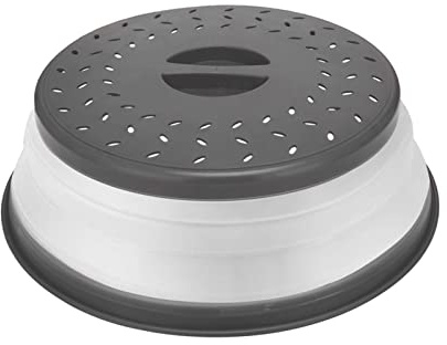Microwave Cover for Food, Collapsible Microwave Splatter Cover Made of TPR Dishwasher-Safe BPA Free Grey