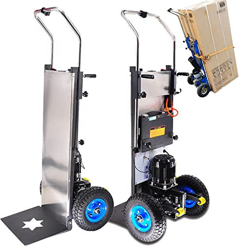 Elektrische Sackkarre,Elektrischer Treppensteigwagen, Arbeitssparende Sackkarre mit Teleskopgriff,400 kg Tragkraft,Bürstenloser 1200-W-Motor,Abnehmbarer 48 V-/36-Ah-Akku – Treppen rauf und runter