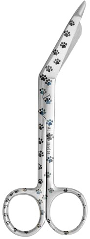 Nursing Bandage Scissors 5.5 Multi Color Paw Print Veterinary Nurse Scissors, Stainless Steel First Aid Scissors Ideal for Nurses, Medical Students, Paramedics, Vets, Utility First Aid (Silver Paws)