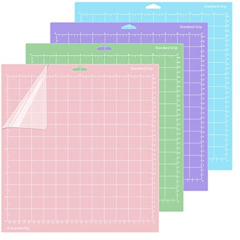 4 Piezas Alfombrilla de Corte para Cricut Explore Air 2/Air/One/Maker, 12X12” Agarre Estándar Ligero Fuerte Tapete de Corte, Adhesivo Bases Almohadilla Fombrilla de Corte para Cricut Joy (A)