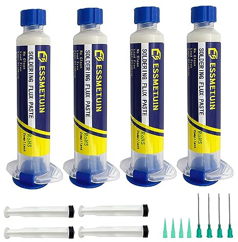 Essmetuin No Clean Soldering Flux Paste(4Pack), Solder Flux for Electronics Soldering, Tin Soldering, Lead-Free Rosin Soldering Flux for Circuit Boards and Copper Electrical Wire